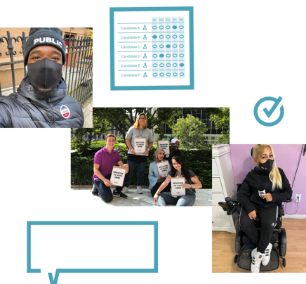 Collage of images of diverse voters​​ 